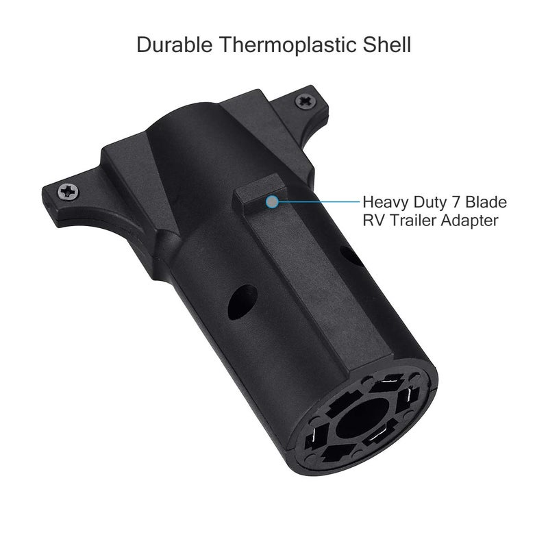 Miady Trailer Wiring Adapter, Heavy Duty Weatherproof 7 RV Blade to 4 Flat Trailers Light Connector Plug - Image 2